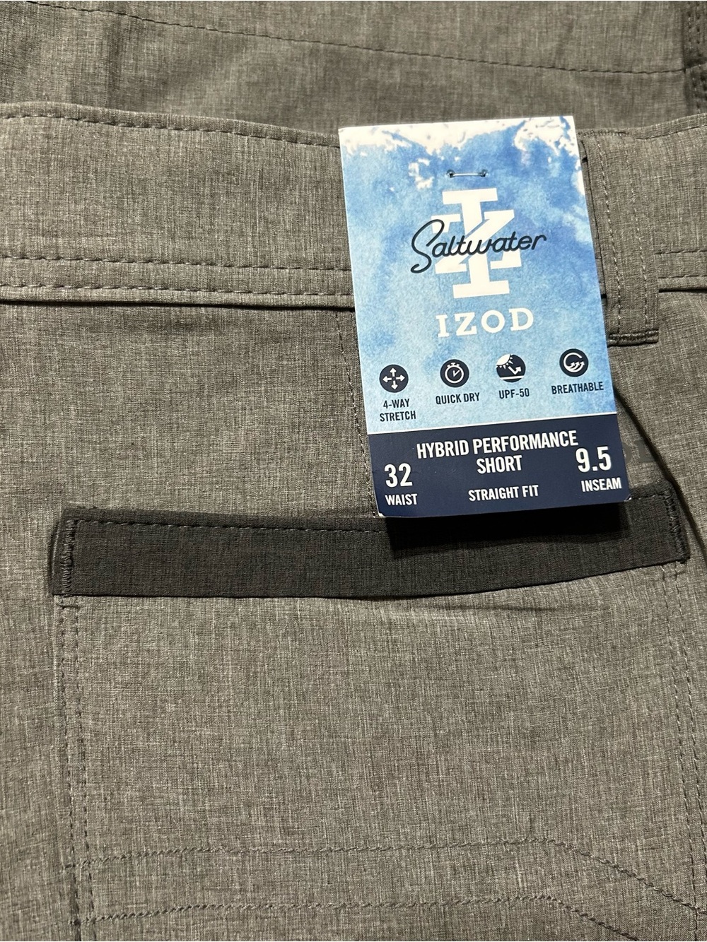 Izod Saltwater Hybrid Performance Shorts - Heather Grey NWT Sz 32